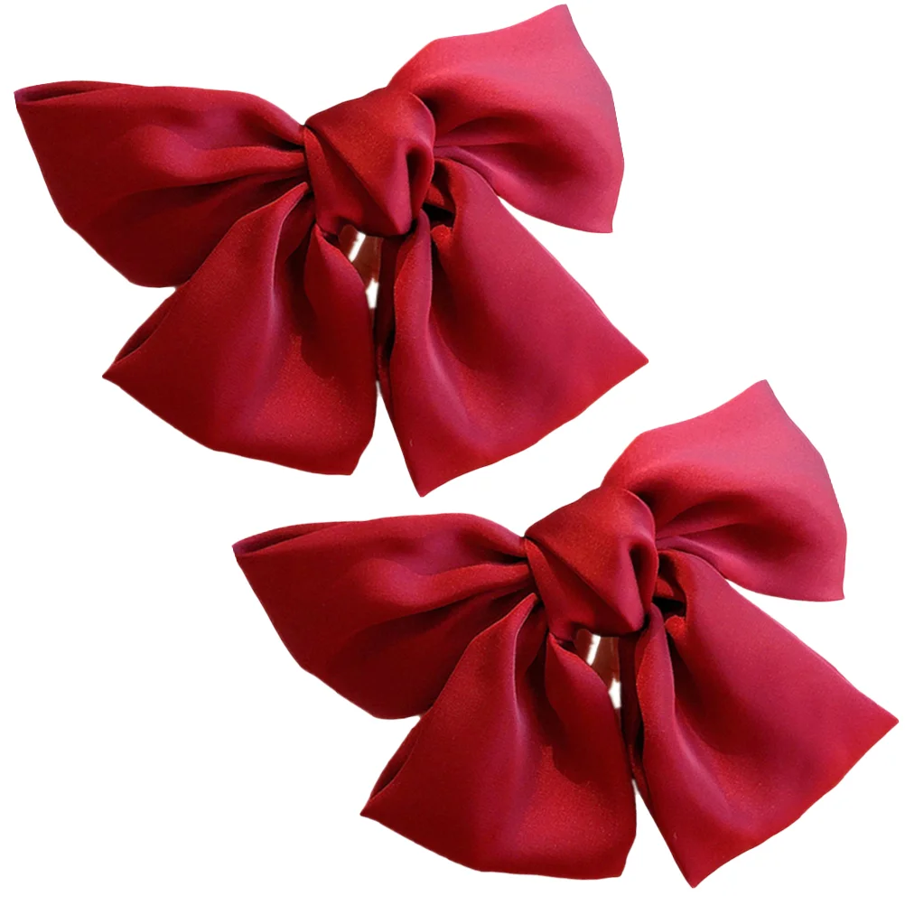 

Hair Bow Clips Bows Womenbowknot Large Blue Barrettegift Organza Vintage Bridal Styling Big Black Mom Ropes Clip Banana Girl