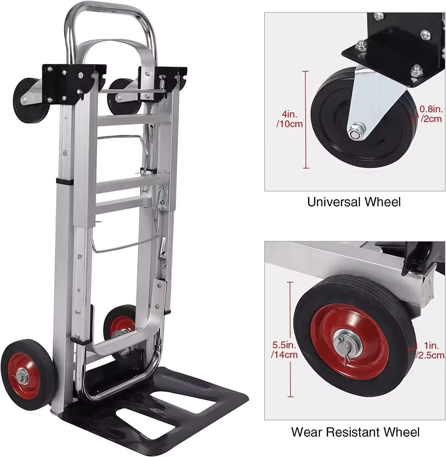 Сверхмощная тележка для багажа 2-в-1 и Портативная растягивающаяся алюминиевая