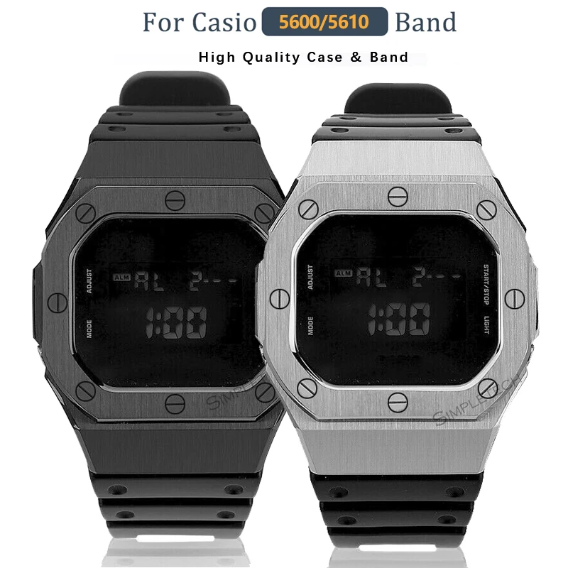 

Casioak Modification Kit for G-SHOCK Mod DIY Metal Steel Case Strap&Bezel Rubber Band Replacement Accessories for DW5600 GWM5610