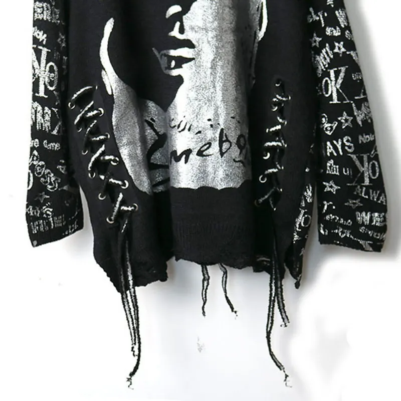 Свитер XITAO вязаный пуловер с бахромой воротником капюшоном длинными рукавами в