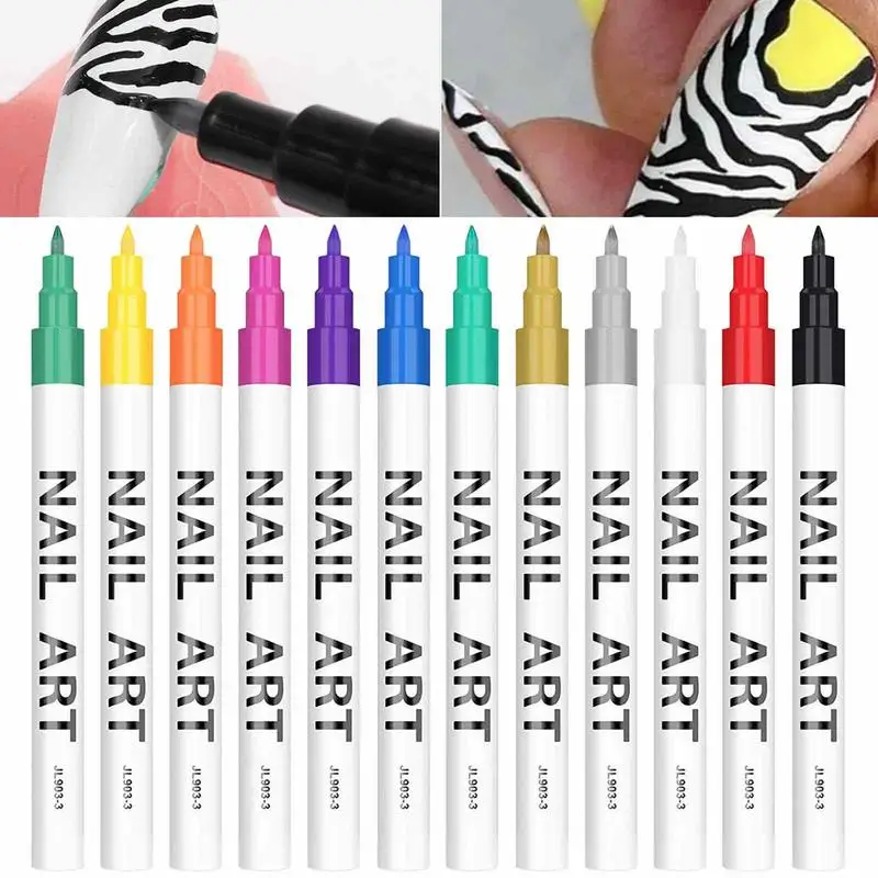 

12 граффити ручка водостойкие чернила DIY Рисование ногтей Карандаш Набор сверхтонкой лазерной лампы для женщин
