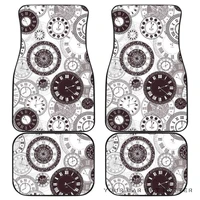 classic vintage clock pattern front and back car mats 045109