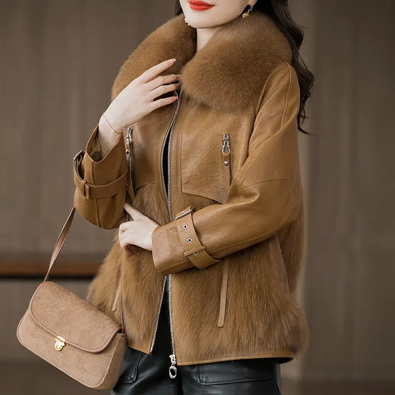 Thickened Faux Fur Coat Women's Short Fox Fur Collar 2022 Winter Warmth Fashion Jackets Casacos Femininos Inverno 2022