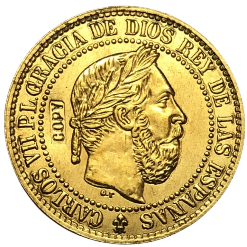 

Копия монеты 5 сентимосов Карлоса VII 1875 года