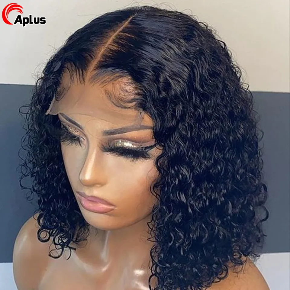 13x4 Deep Wave Bob Wig Lace Front Human Hair Wigs Short Pixie Cut Curly Bob Wig Hd Lace Frontal Wig For Black Women Preplucked