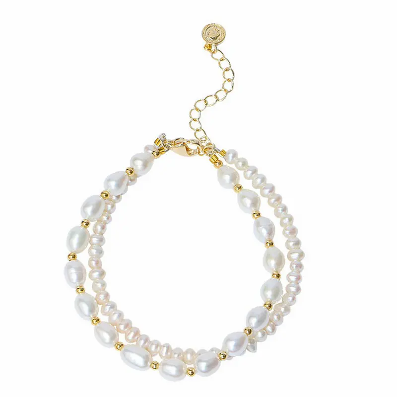 

2022 Hot Sale Two Layer Fine Jewelry Natural Pearl Handmade Creative Charm Bracelets for Female