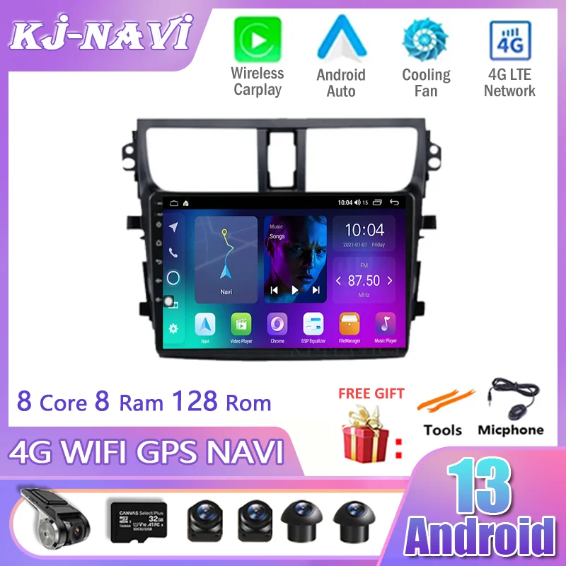 

Автомобильный радиоприемник 9 дюймов 4G WIFI, видеоплеер, GPS-навигация, стерео для Suzuki Celerio 2015-2018 Android 13 No 2din