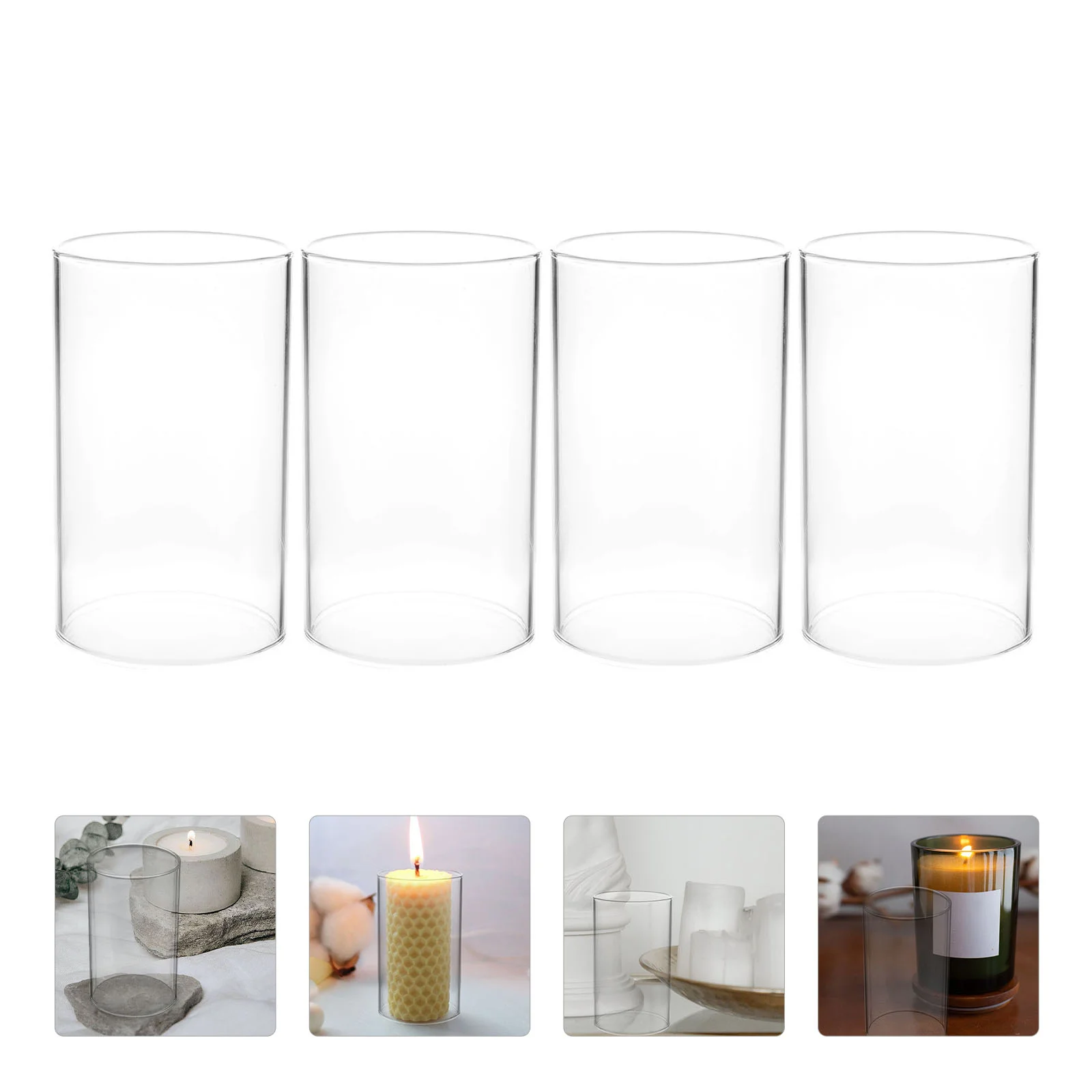 

4Pcs Open Ended Glass Cylinder Glass Holder