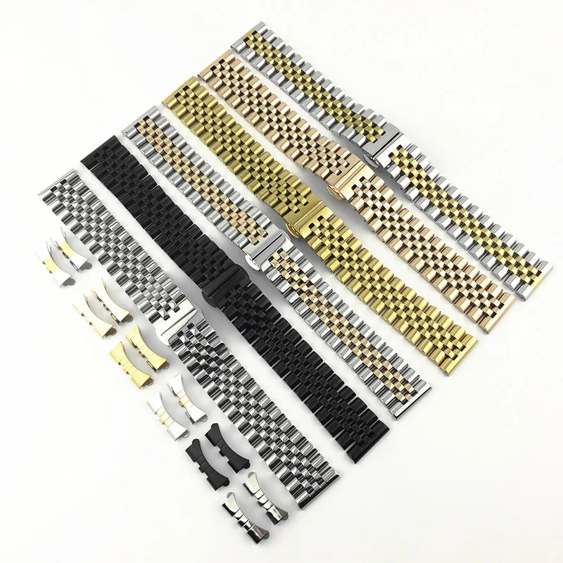 

12 13 14 16 17 18 19 20 21 22mm Watches Accessories 316L Steel Bracelet for Rolex Strap Men Silver WatchBand Safe Buckle