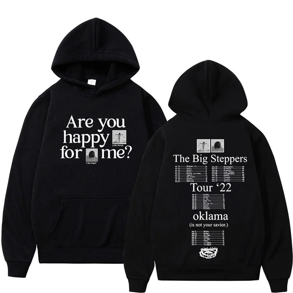 

Rapper Kendrick Lamar Hoodies Are You Happy for Me The Big Steppers Tour Okalama Print Hooded Sweatshirt Mens Hip Hop Streetwear