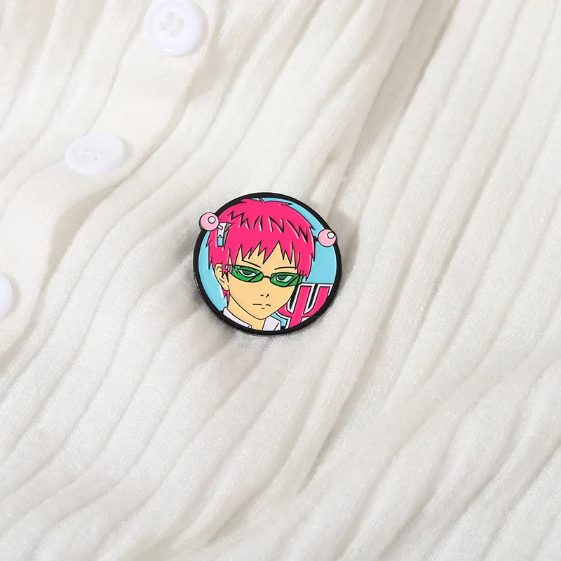 

Anime The Disastrous Life of Saiki K Kusuo Cosplay Props Metal Badge Lapel Pin Alloy Backpack Brooch Accessories Jewelry Gift
