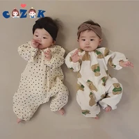 infant baby girl boy clothes spring autumn long sleeves bodysuit newborn loose casual fashion polka dot bear jumpsuit