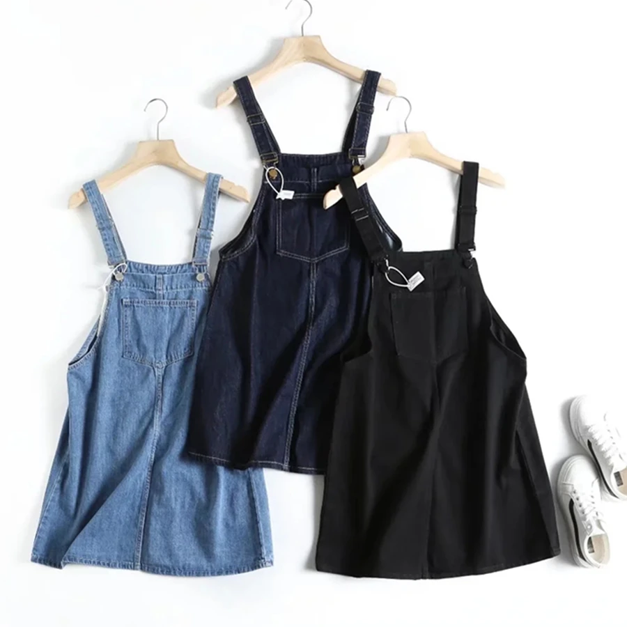 

Винтажное платье-карго Elmsk 2022 в английском стиле, модное свободное джинсовое платье на бретелях для женщин