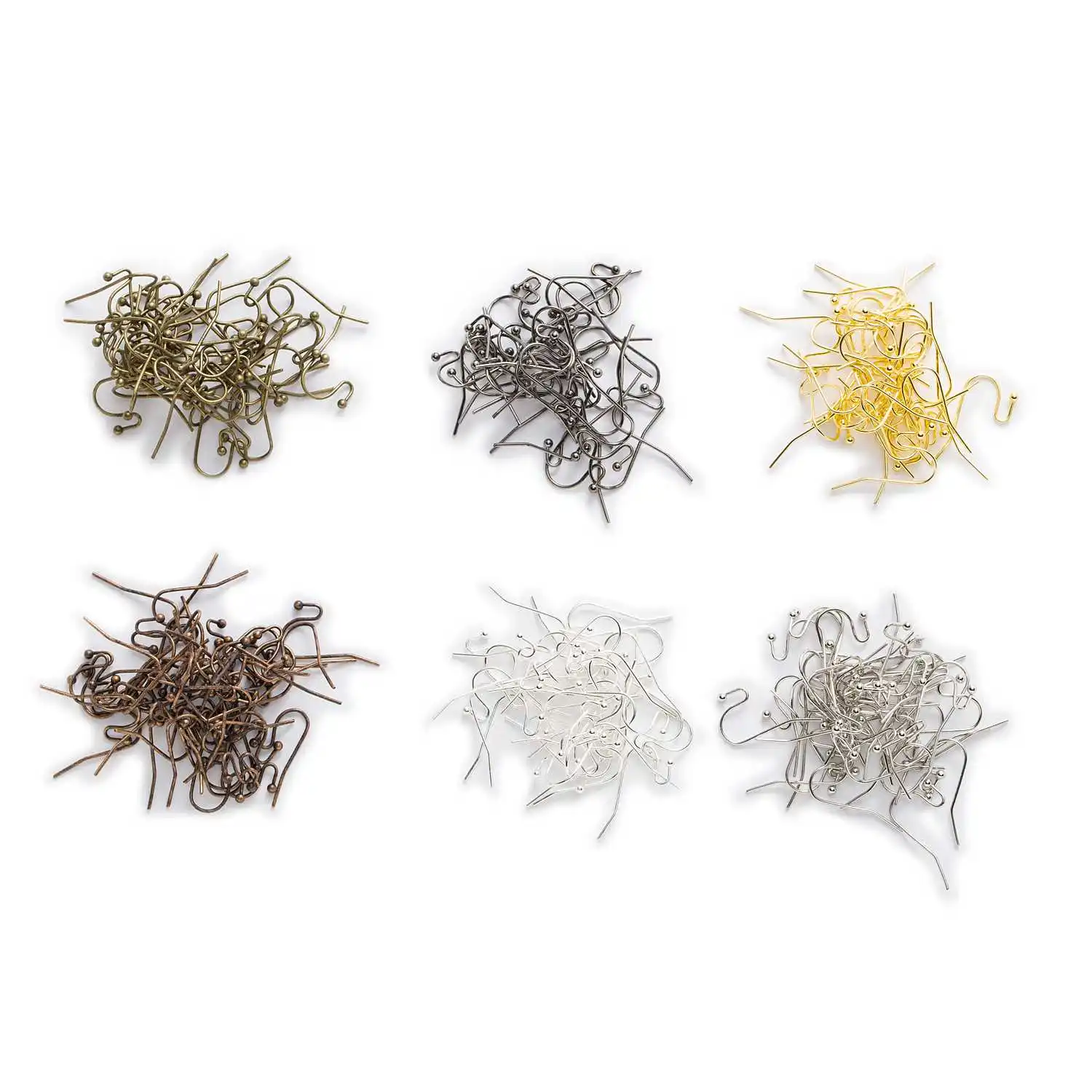 

50 Piece 6 Colors Metal Ball Earwire Fishhook Shape Earrings Hooks Findings DIY Earring Accessories Jewelry Making 21x12mm