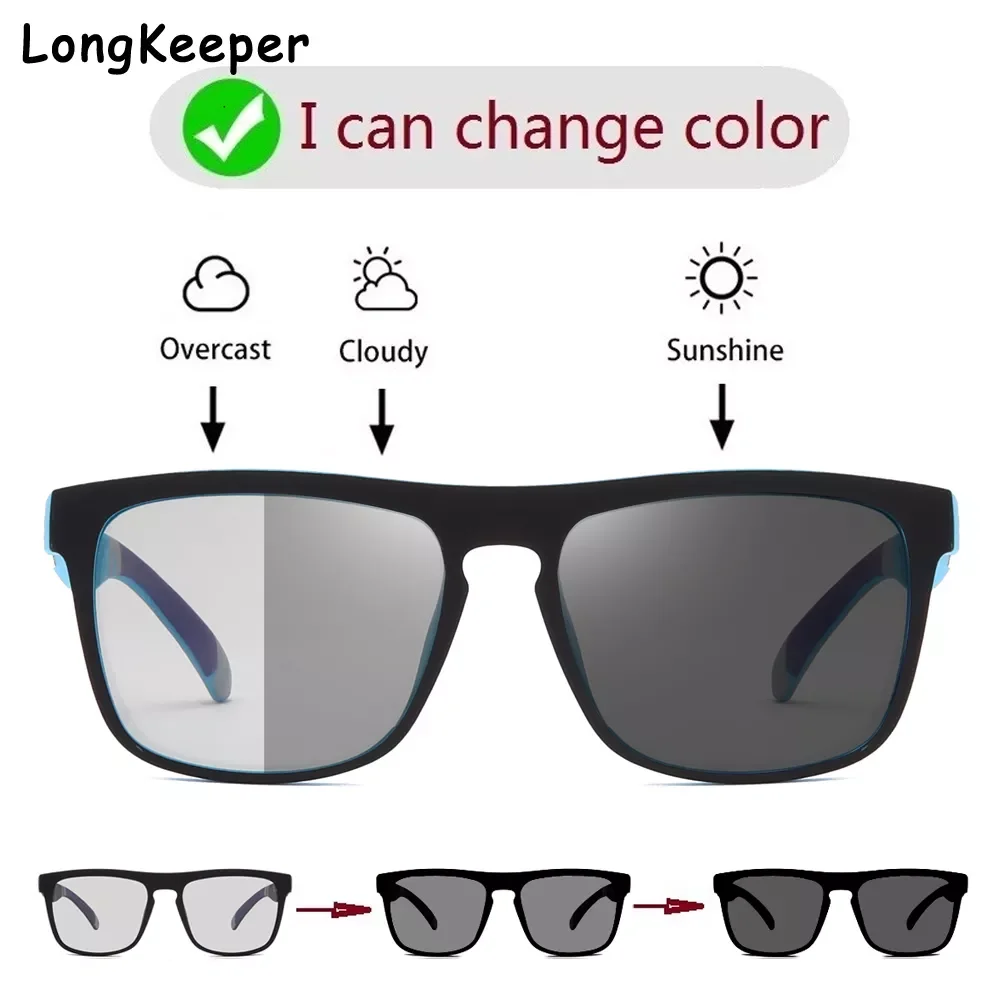 

New in Classic Change Color Sunglasses Photochromic Sun Glasses Men Polarized Driving Chameleon Glasses Male Square Oculos y2k h
