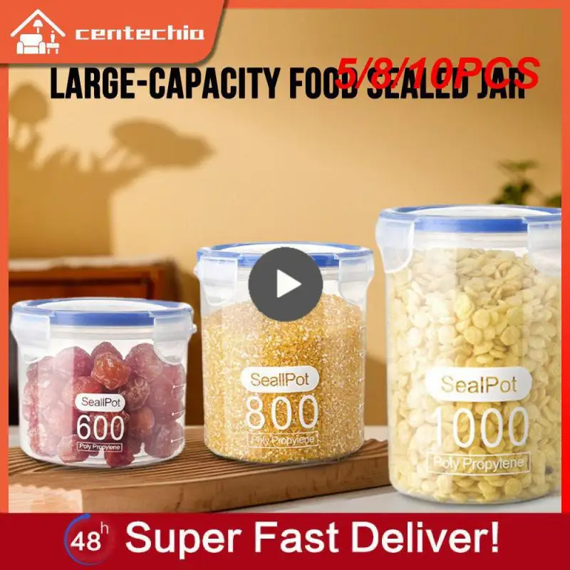 

5/8/10PCS Food Canister Kitchen Transparent Food Sealed Jars New Moisture-proof Storage Jars Kitchen Gadgets Kitchen Storage Box