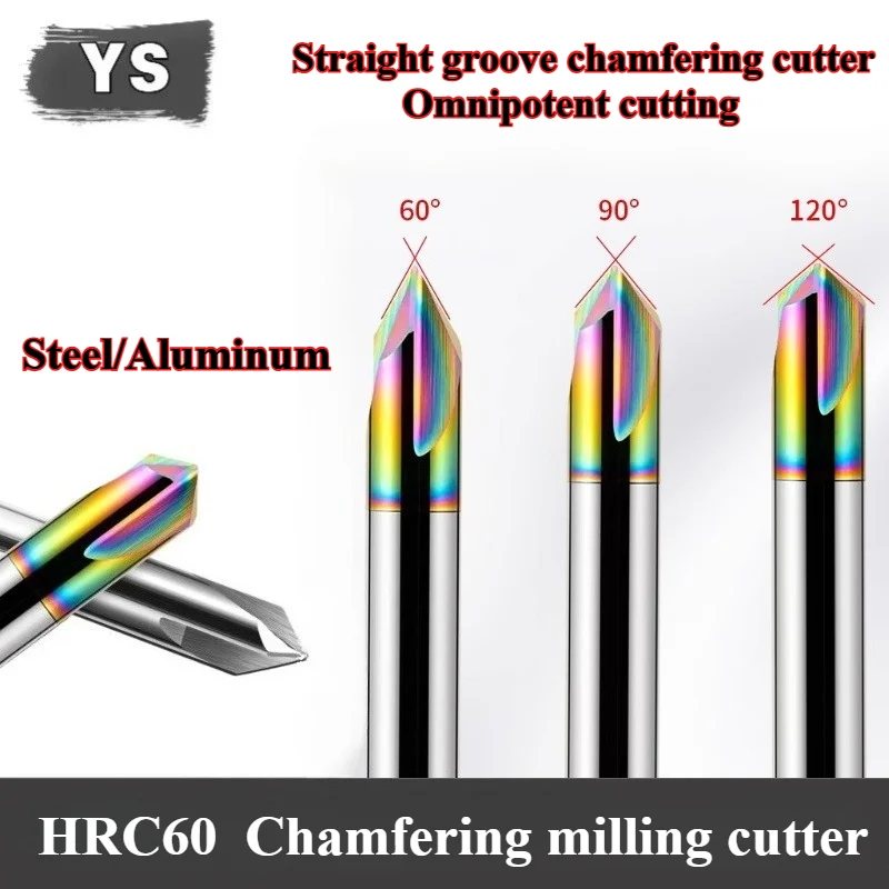 

YS 1 шт. HRC60 три слота из твердого сплава 60/90/120 градусов фреза для снятия фаски для стали/алюминия инструменты с ЧПУ