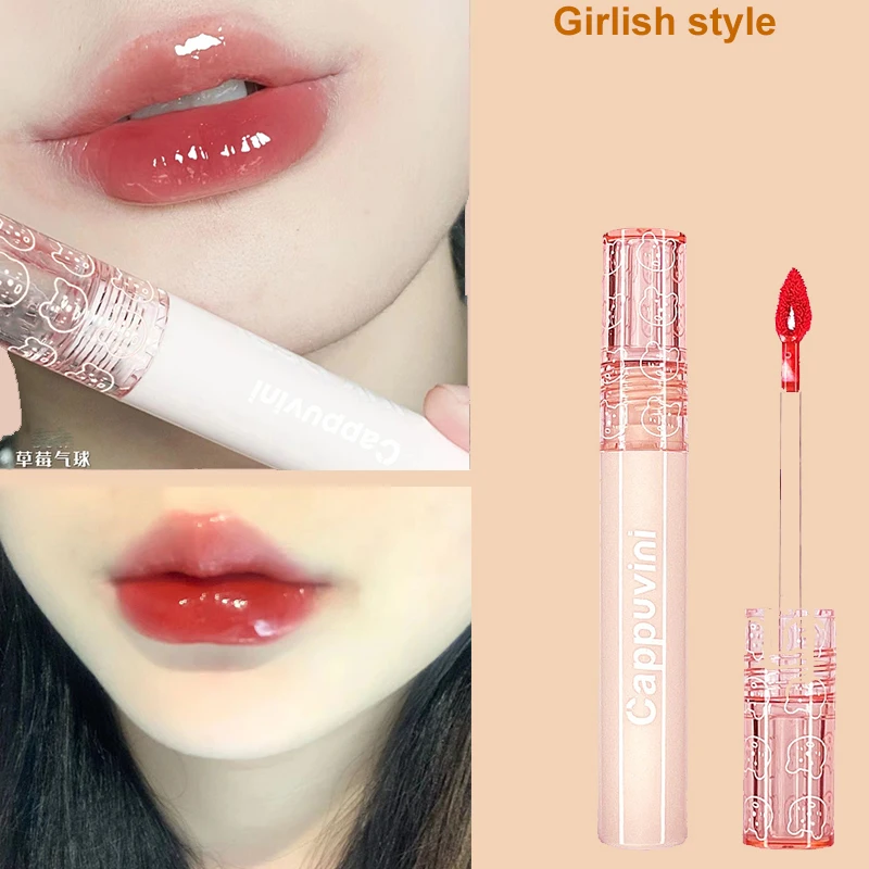 

cappuvini Bubble Lip Glaze Mirror Water Glazed Glass Lip Glaze Female Lipstick Student Milk Tea Lipstick