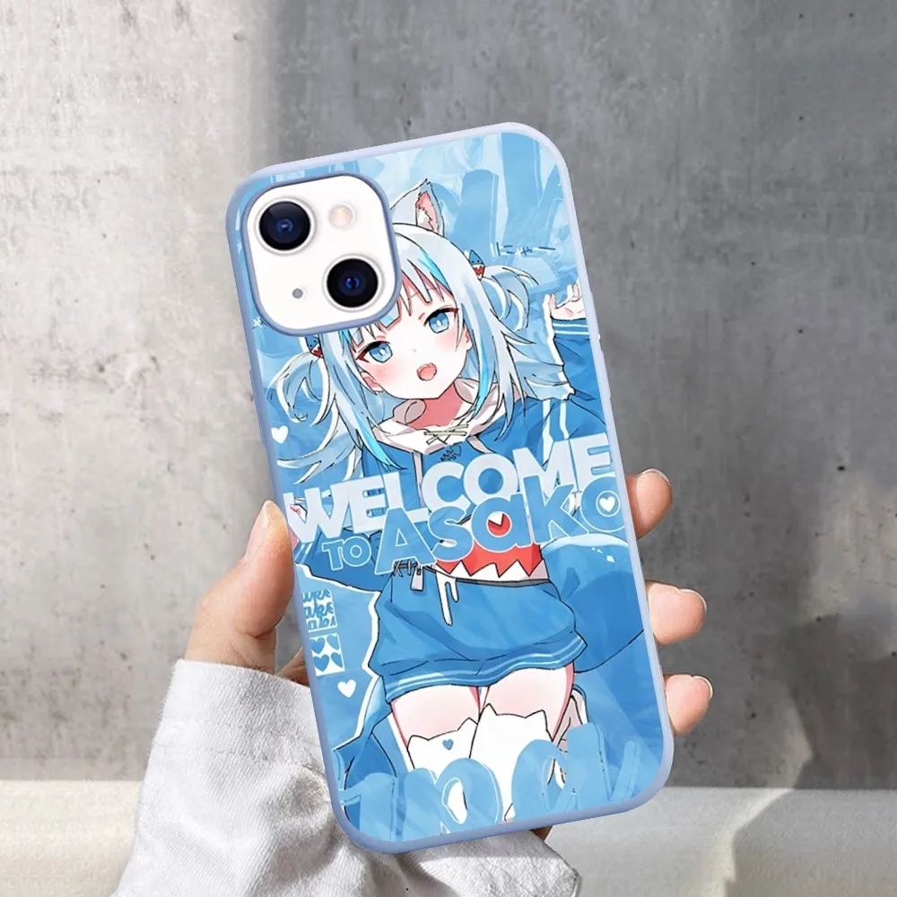 Popular VTUBER Gawr Gura Phone Case For IPhone 14 11 12 13 Mini Pro Xs Max 8 7 6 6S Plus X XR Solid Candy Color
