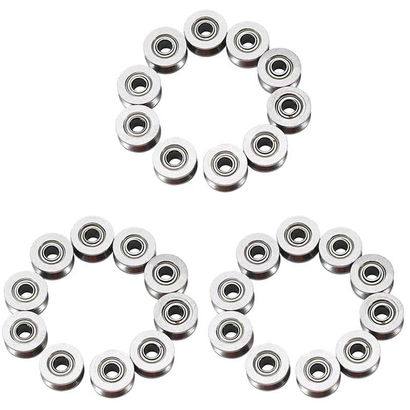 

30Pcs U Groove Bearing U624ZZ Carbon Steel Durable V Groove Ball Bearing Pulley For Rail Track Linear Motion Systems