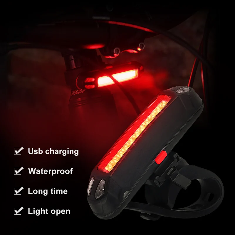 

100 Lumens LED Bicycle Taillight Waterproof USB Rechargeable Lamp Mountain Road Safety Warning Cycling light Bike Accessories