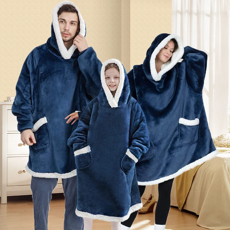 

2023 зимнее теплое одеяло с рукавами, флисовое семейное одеяло с большими карманами, шерпа, фланелевые мягкие одеяла большого размера с капюшоном, одеяла