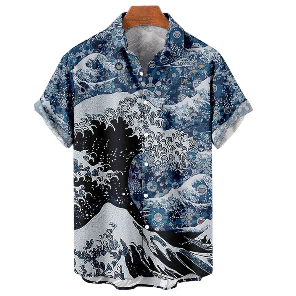 

Fashion Mens Hawaiian Shirt Male Casual Colorful Printed Beach Aloha Shirts Short Sleeve Plus Camisa Hawaiana Hombre