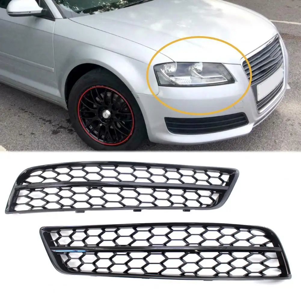 

2Pcs Wear-resistant Fog Light Grille Stable Black Front Bumper Mesh Cover 8P0807681D 8P0807682D for Audi A3 8P 09-13