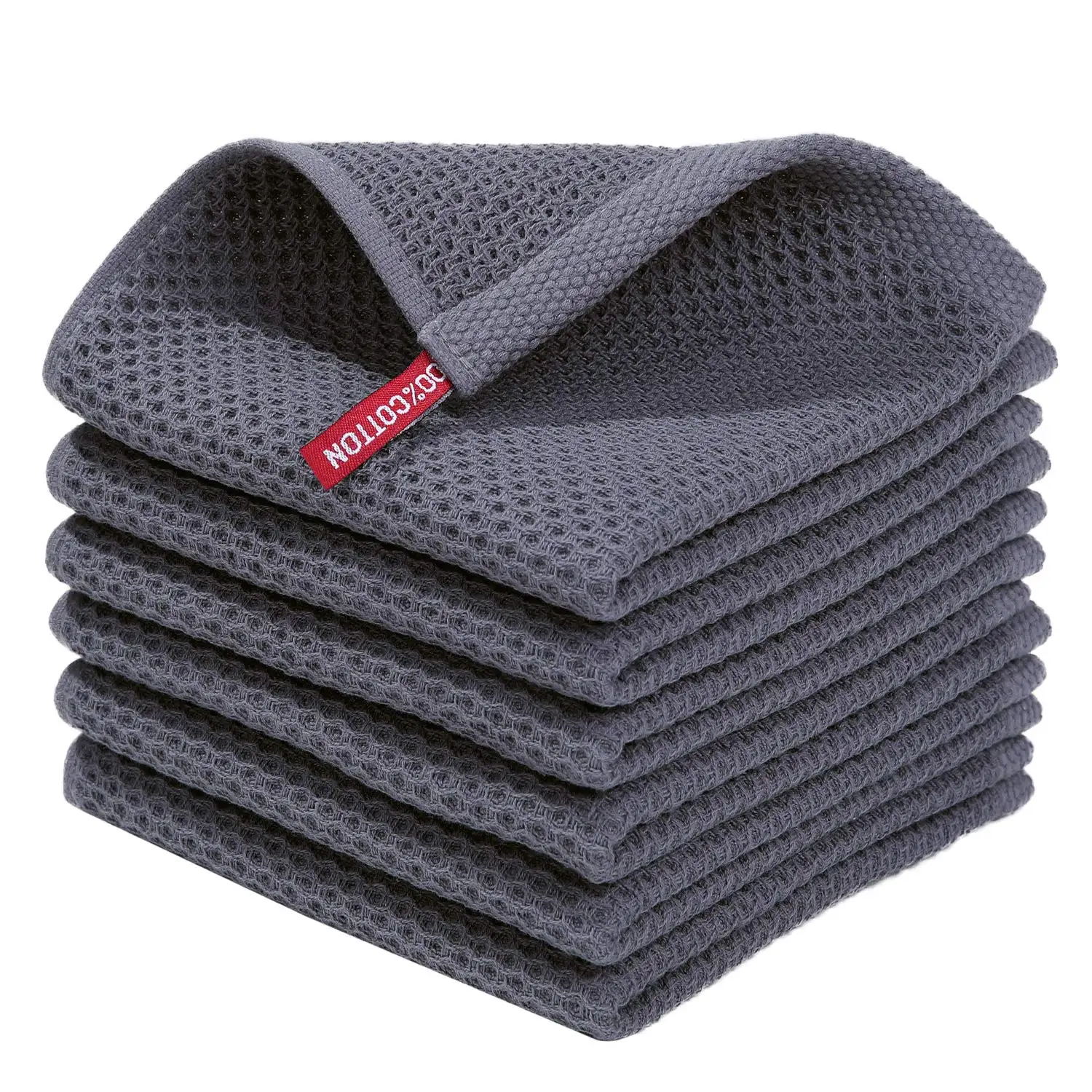 

6-Pack Cotton Waffle Weave Kitchen Dish Cloths, Ultra Soft Absorbent Quick Drying Dish Towels