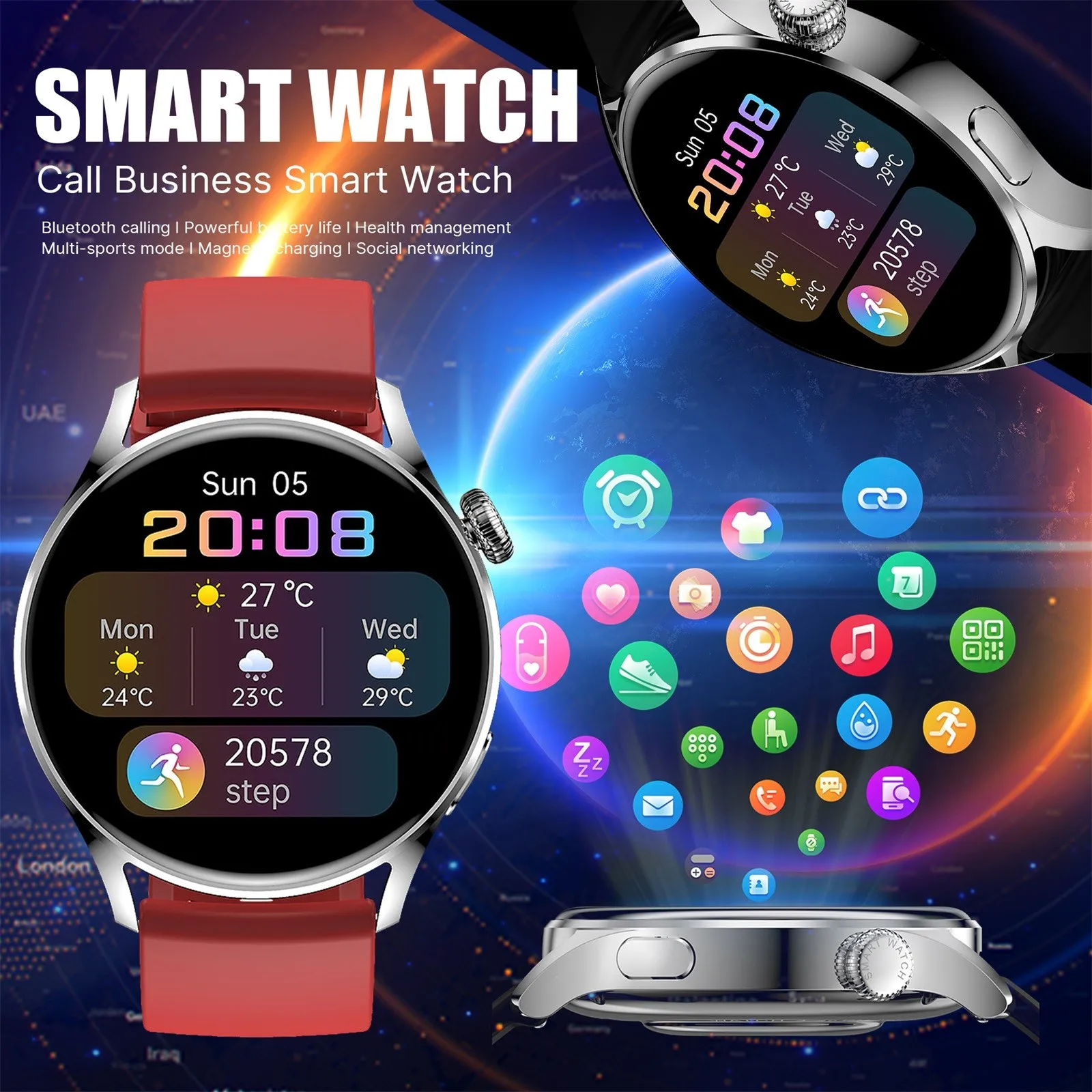

HK3 Call Smart Watch Men Women Heart Rate ECG Payment Metal Electronic Clock Multifunction Bracele Sport Waterproof Smartwatch