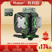 Huepar S04CG 16 lines 4D Cross Line Laser Level Bluetooth & Remote Control Functions Green Beam Lines With Hard Carry Case