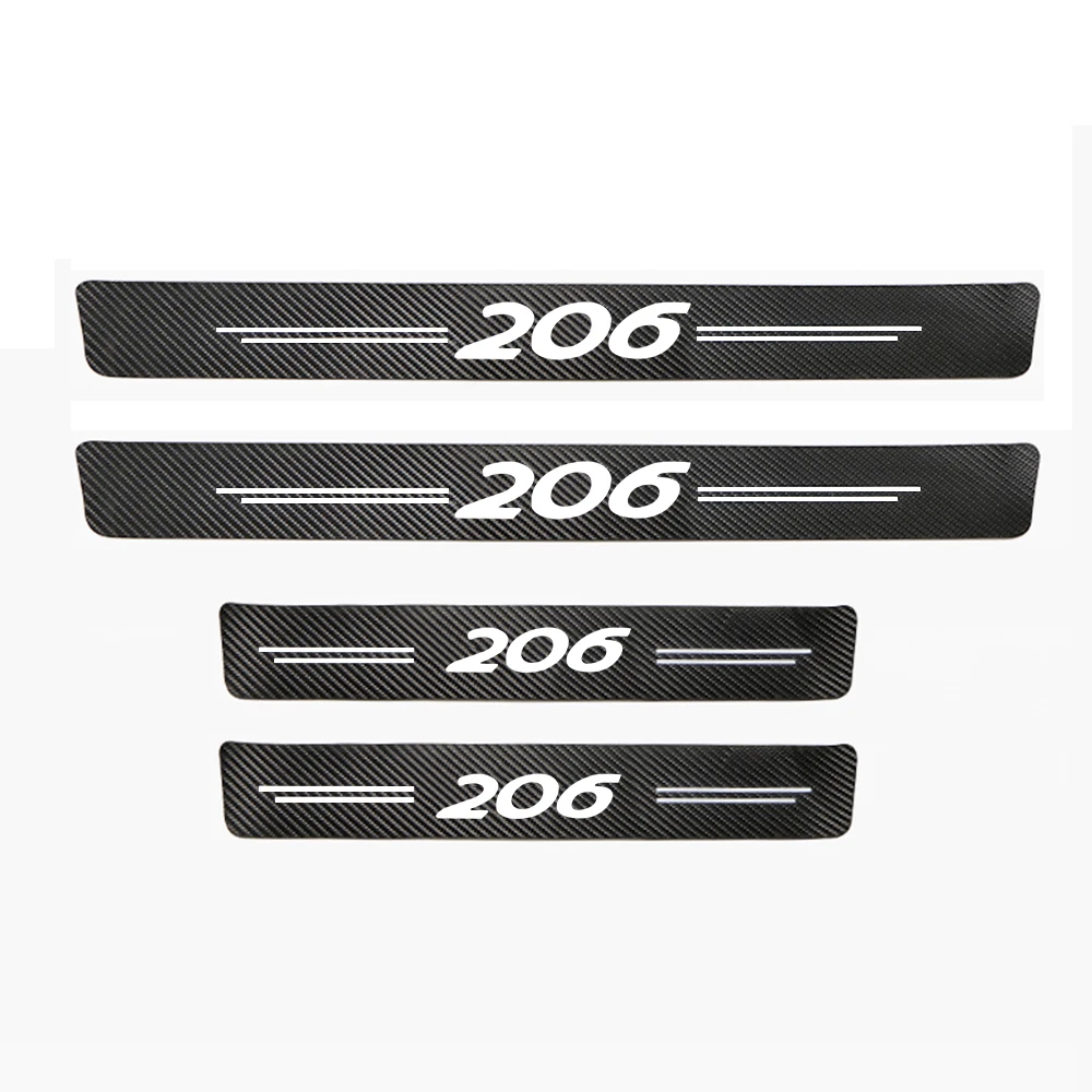 

4 шт. автомобильные наклейки пороговое полосы из углеродного волокна для Peugeot 206 автозапчасти