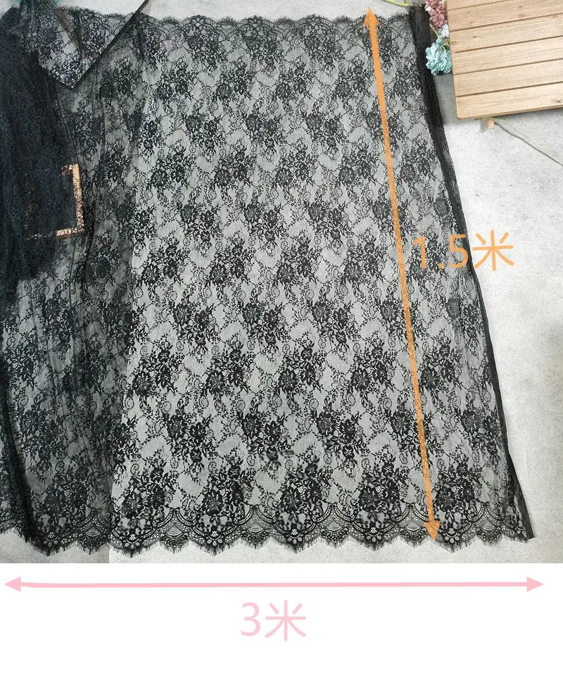3Meter/Lot Nylon Eyelash Lace Fabric 150CM Wide Wedding Dress DIY Clothing Curtain Veil Home Decoration Accessories - купить по