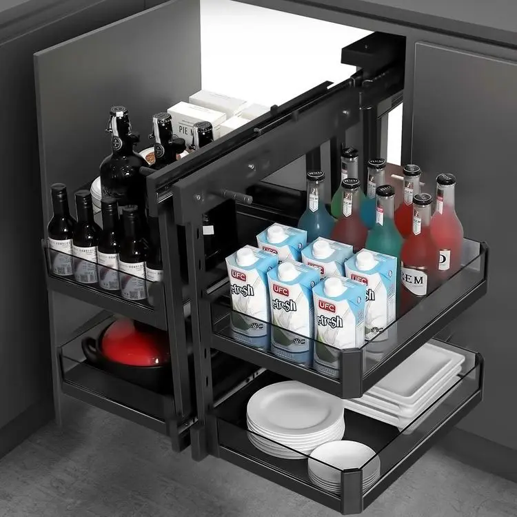 Угловая корзина для шкафа полностью открытая маленький монстр кухонная приправ