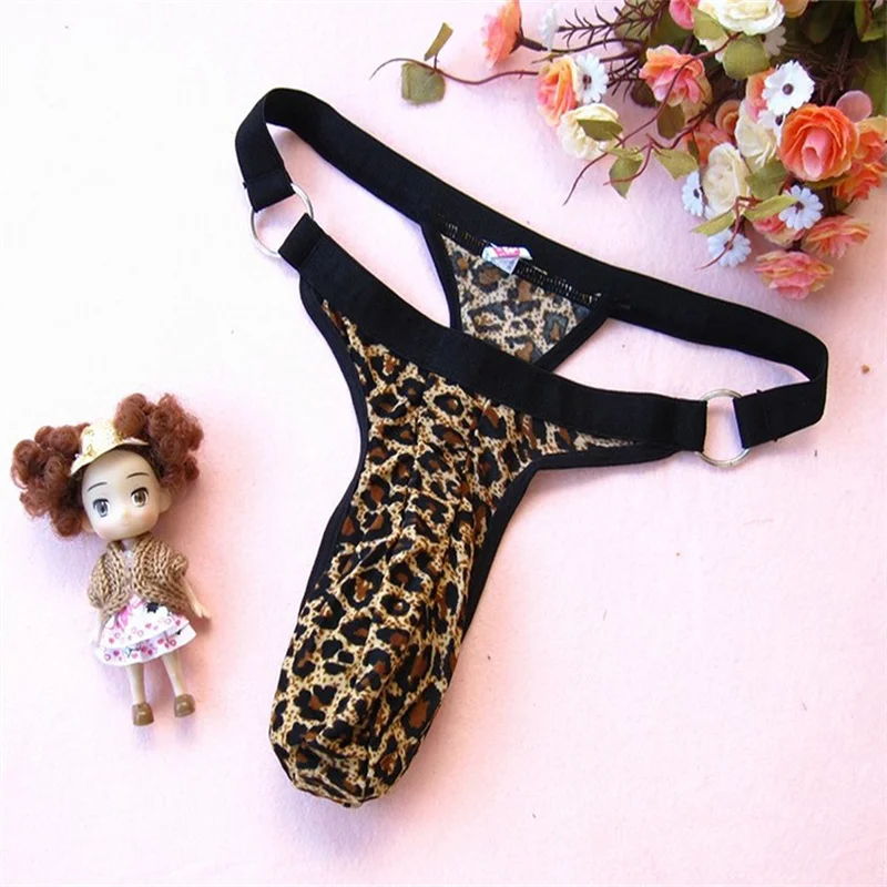 

Men Underwear New Sexy Leopard G-String Bulge Pouch G-string Shorts Underpants Bikini Thongs Boxer Brief