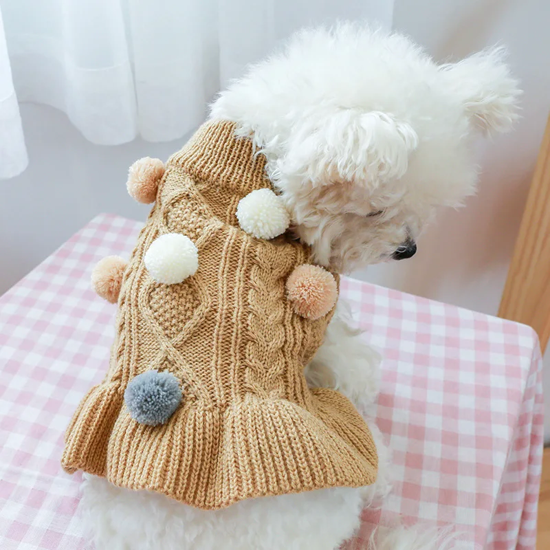 

Осенне-зимняя одежда для средней и маленькой собаки, шерстяное платье, Милая юбка принцессы, Модный пуловер для котят и щенков