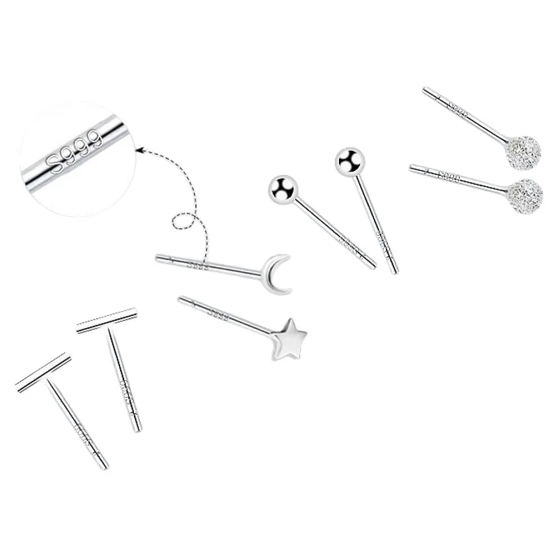 Женские шпильки для ушей из стерлингового серебра 999 пробы антиблокировочные