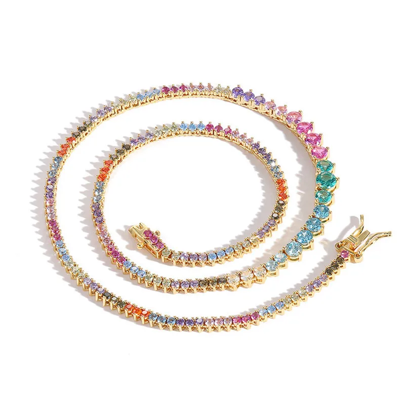 

Разноцветный градиентный кубический цирконий 3-зубчатый Циркон высокого качества ювелирные изделия модное женское ожерелье богемный стиль