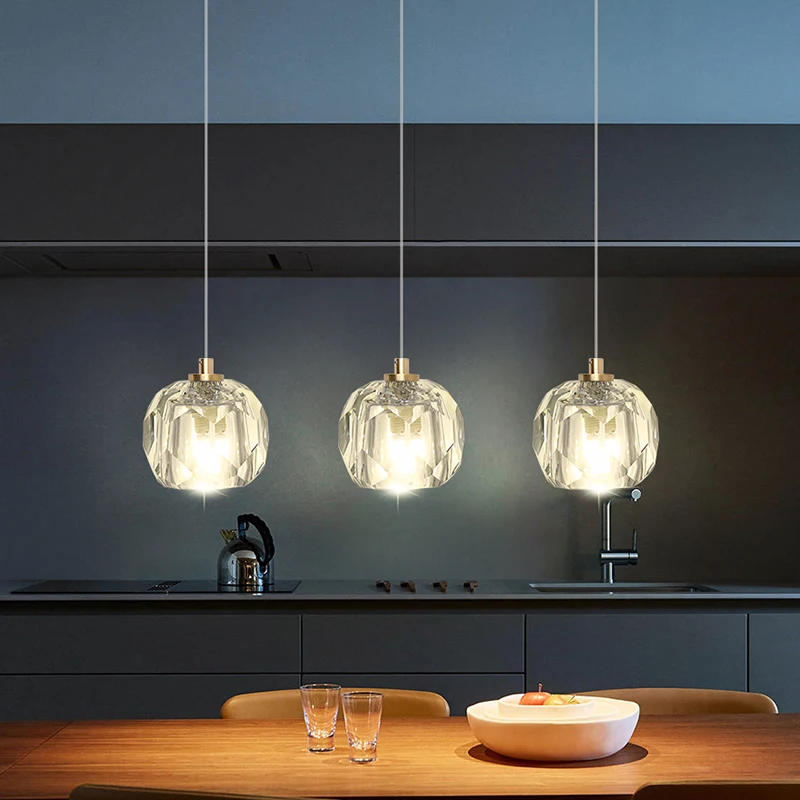 Хрустальные подвесные лампы светодиодный трехцветный подвесной светильник для