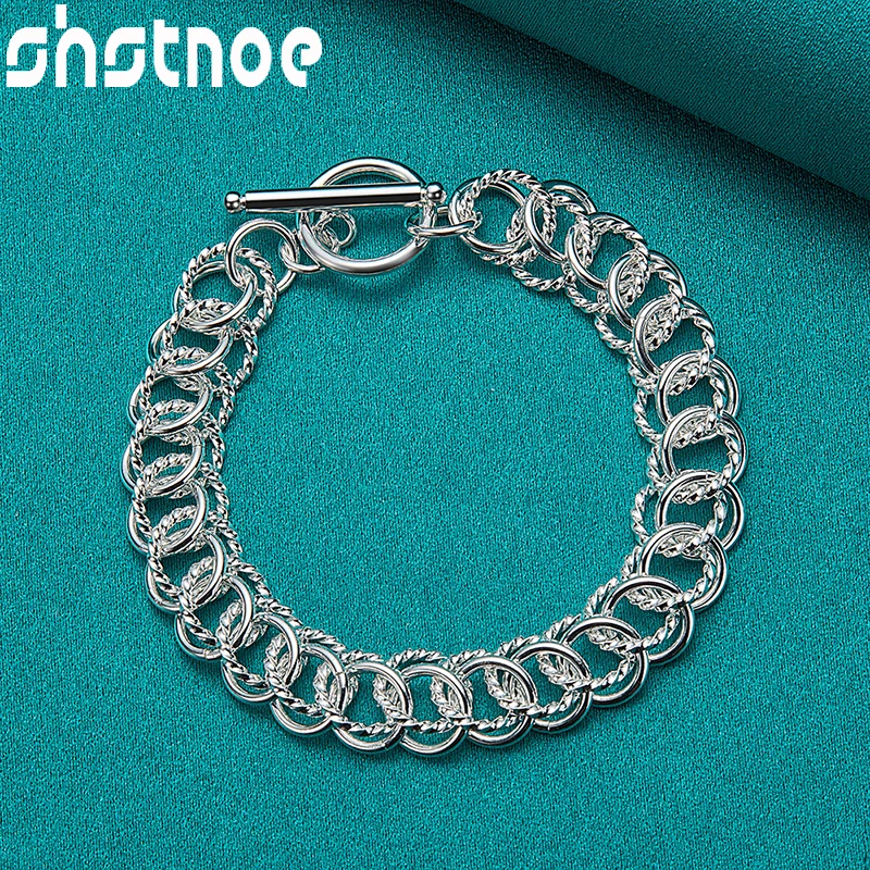 

925 Sterling Silver Originality Round Circle Chain Bracelets For Women Fashion Charm Jewelry New Europe America Party Fine Gifts