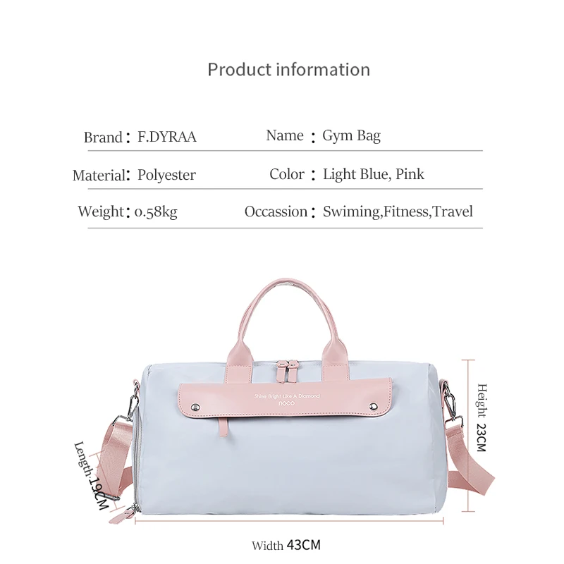 Women Sports Gym Bag With Shoes Compartment Outdoor Travel Dry Wet Bag Large Handbag Multifunction Swimming Fitness Training Bag