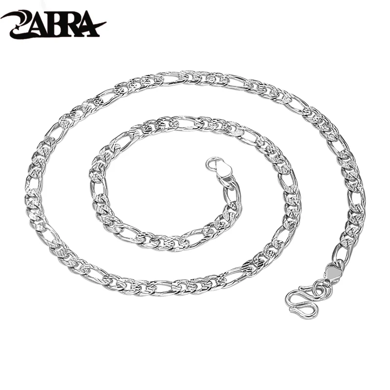 

ZABRA 925 Sterling Silver 6.0mm Diamond-Cut Figaro Chain Necklace Sterling Silver Men Necklace Chains Jewelry