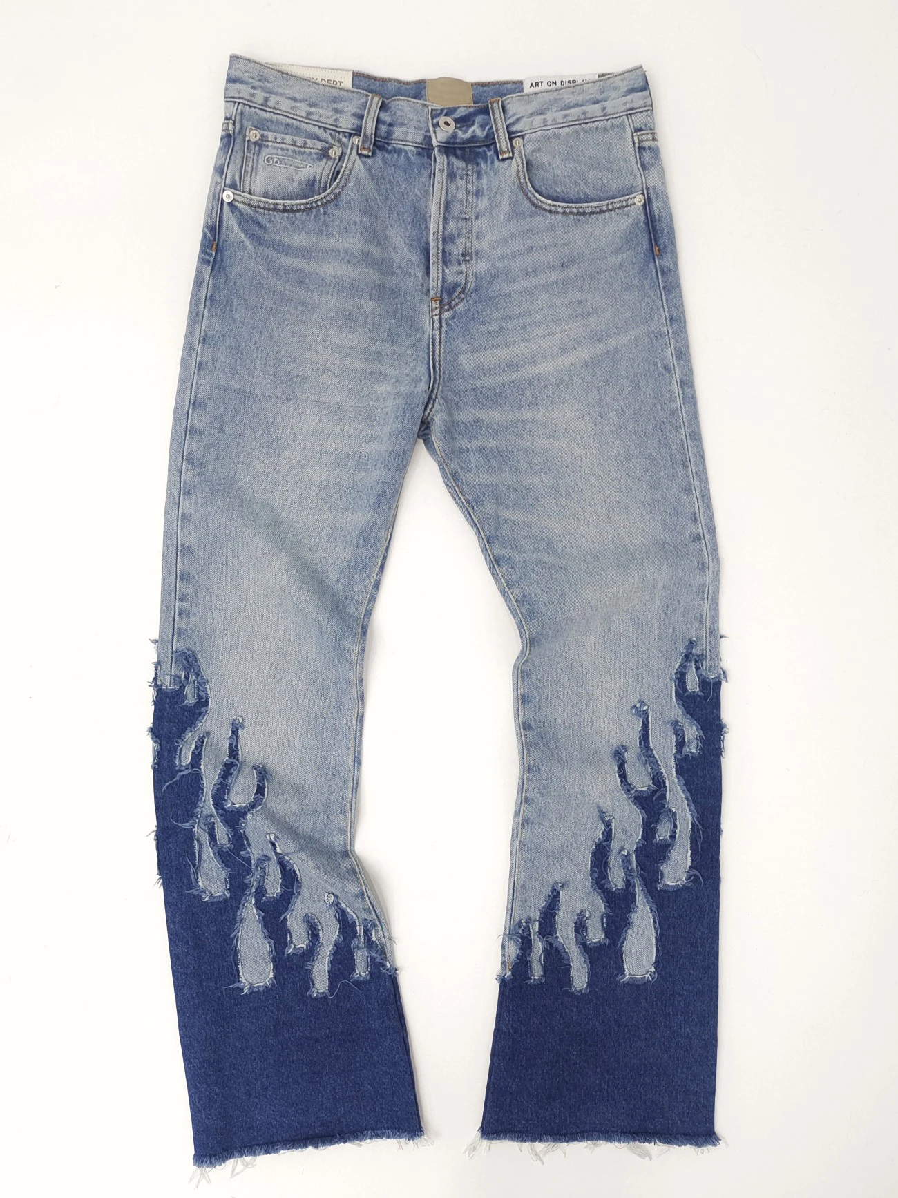 GD 9.0 Flame Micro Flared Jeans Men's Women's High Street Denim Long Pants High Quality Vintage Flame Leg Long Pants