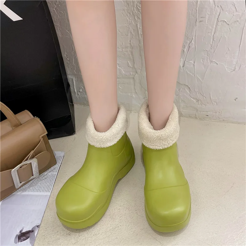 New Winter Women Snow Boots Platform Shoes Plus Velvet Warm Cotton Boots Thick-soled EVA Ankle Rain Boots for Girls