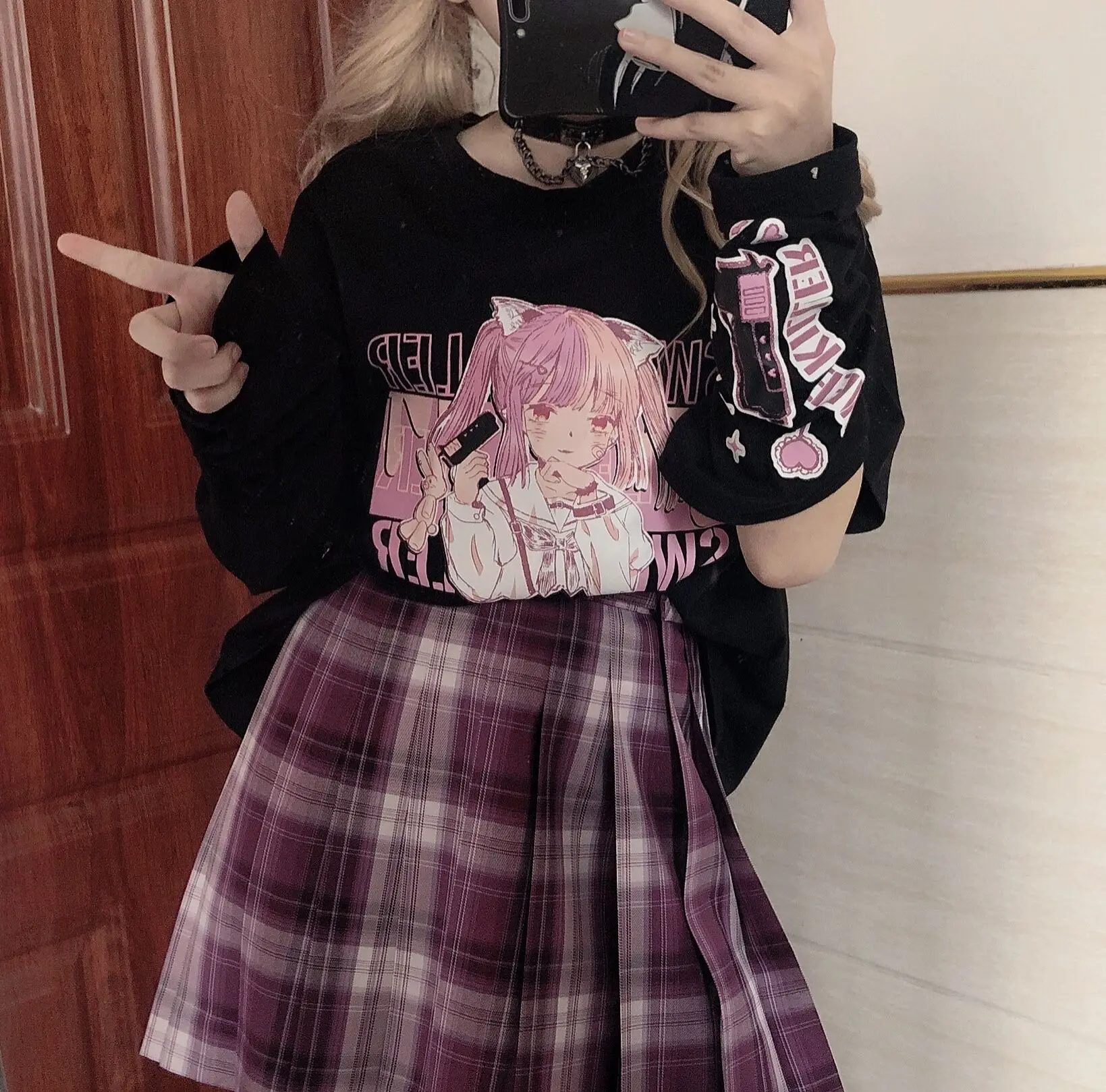 

Gun Girl Original Design Cool Harajuku Women's Girls Sweatshirt Detachable Sleeve Short/Long Sleeve Pullovers Hoodies