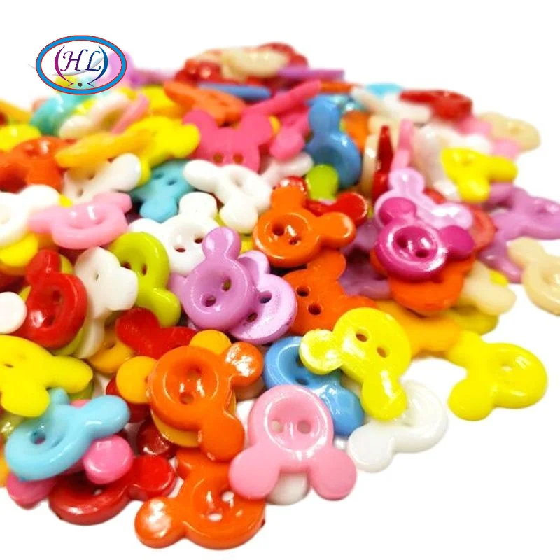 HL 100/200 шт. Разноцветные пластиковые кнопки с плоской задней головкой для мыши, Швейные аксессуары для детской одежды DIY Скрапбукинг 15 мм x 14 мм