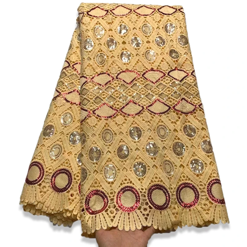 

Nigerian African Cotton Lace Fabric 2022 High Quality Swiss Voile Lace Punch Cotton For Women Party Wedding Dubai Lace Dress A02
