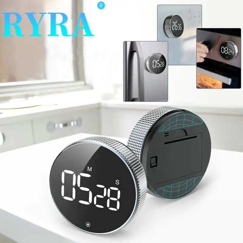 

Magnetic Kitchen Timer LED Digital Timer Manual Countdown Timer Alarm Clock Cooking Shower Study Fitness Stopwatch Time Master