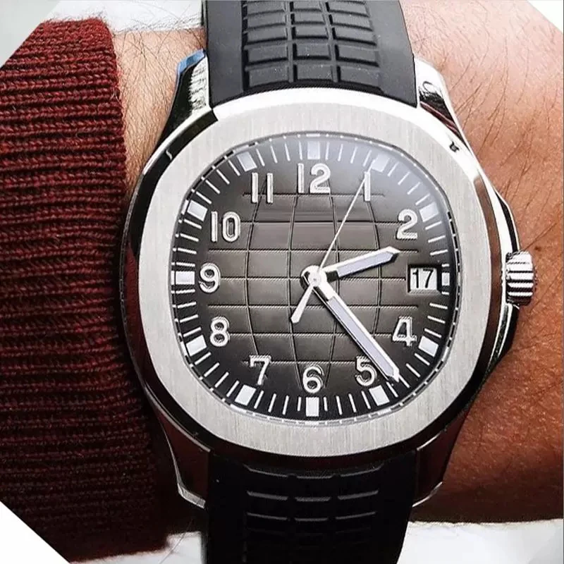 

High quality 40mm men's watch automatic steel case comfortable black rubber band stainless steels buckle sapphire wristwatch