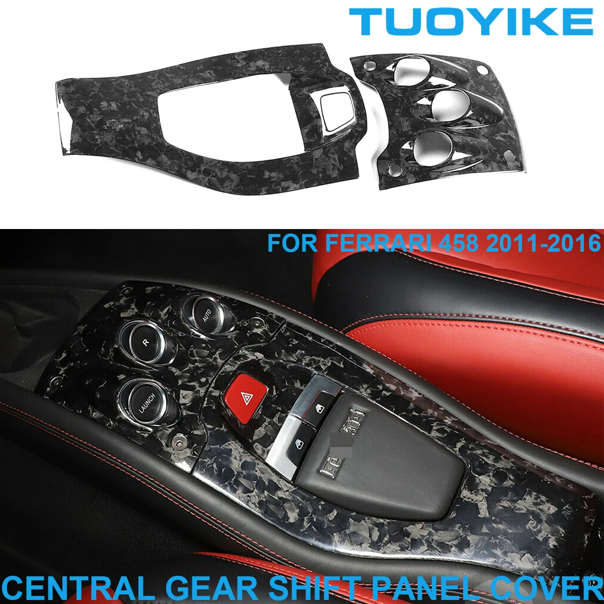 

Car Real Forged Carbon Fiber Interior Central Console Gear Shift Panel Cover Switch Button Trim For Ferrari F458 458 2011-2016